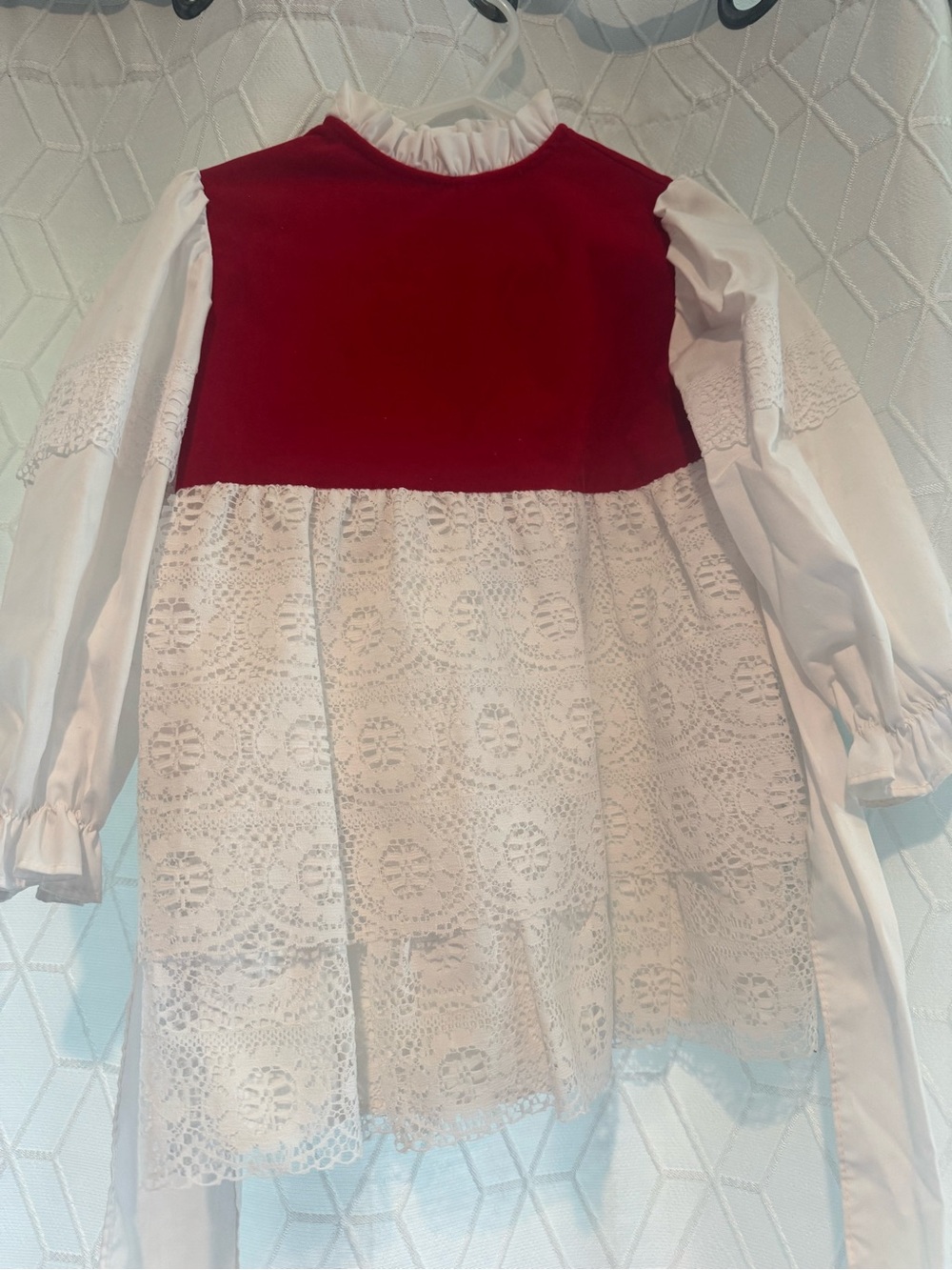 Vintage Red and White Lace Paneled Blouse